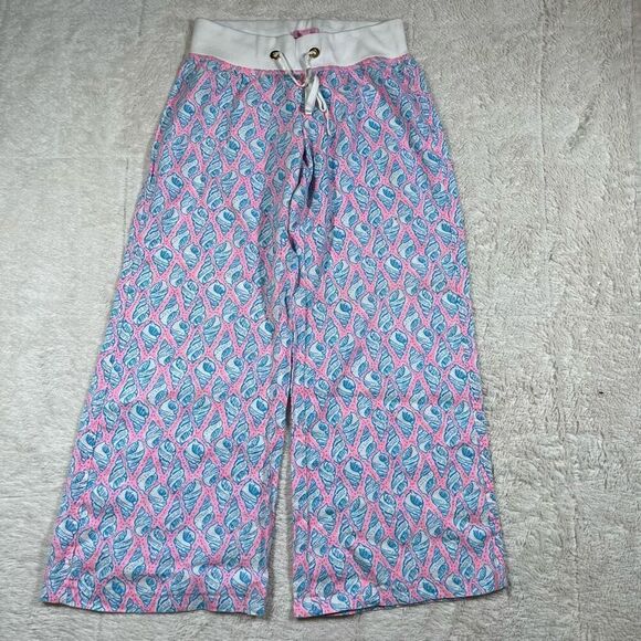 Lilly Pulitzer Linen Beach A Little Tipsy Sea Shell Multi Color Pants - Picture 1 of 8